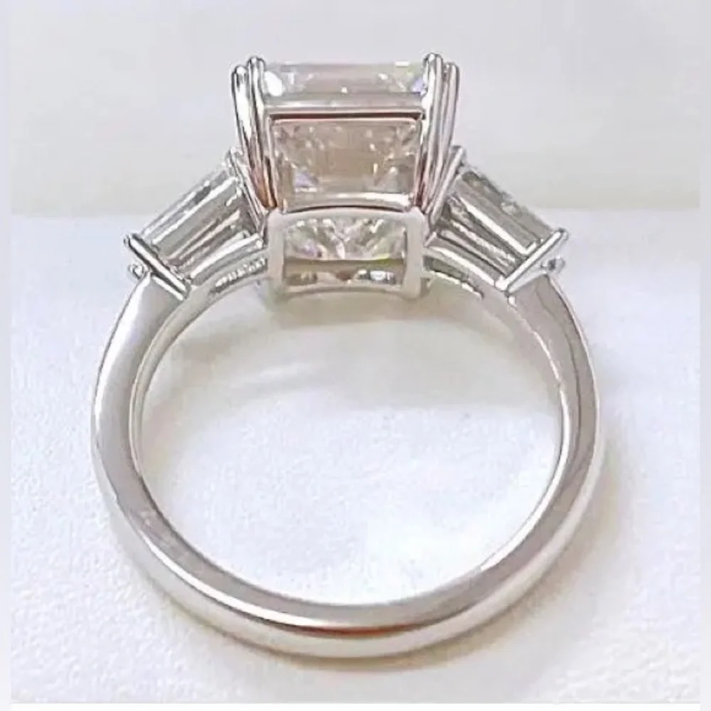 5.62ct  Exaggerated Hip Hop Bolt Bling Silver Pinky Ring Asscher Cut Men's